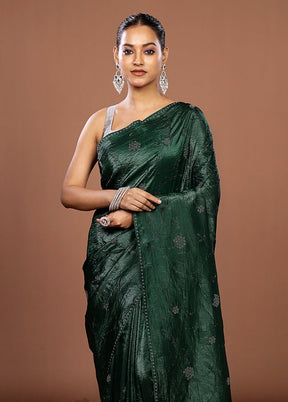 Green Tissue Silk Saree With Blouse Piece