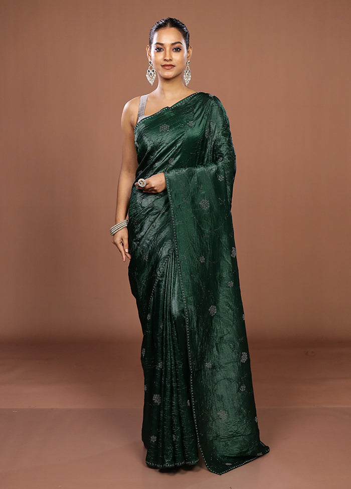 Green Tissue Silk Saree With Blouse Piece