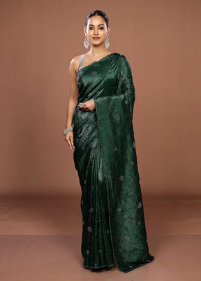 Green Tissue Silk Saree With Blouse Piece