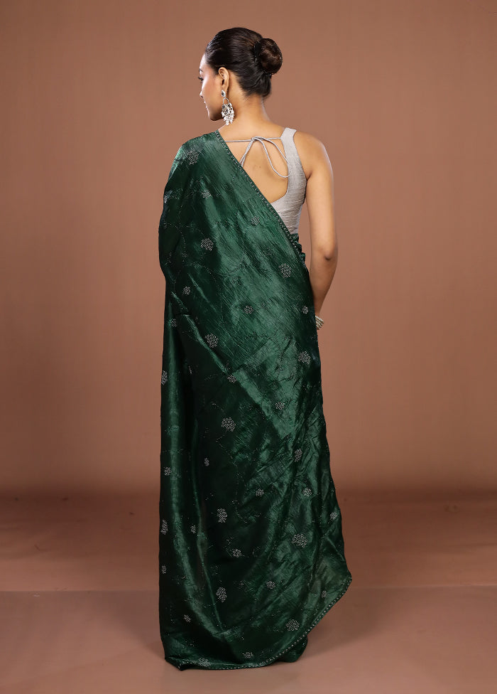 Green Tissue Silk Saree With Blouse Piece
