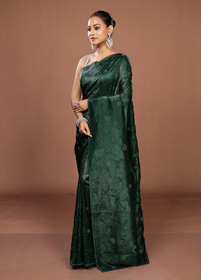 Green Tissue Silk Saree With Blouse Piece