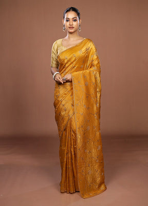 Yellow Tissue Silk Saree With Blouse Piece