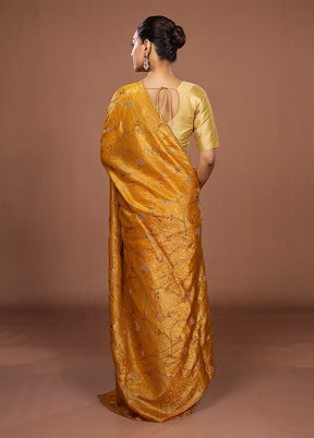 Yellow Tissue Silk Saree With Blouse Piece