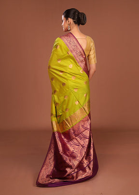 Green Katan Silk Saree With Blouse Piece