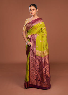 Green Katan Silk Saree With Blouse Piece