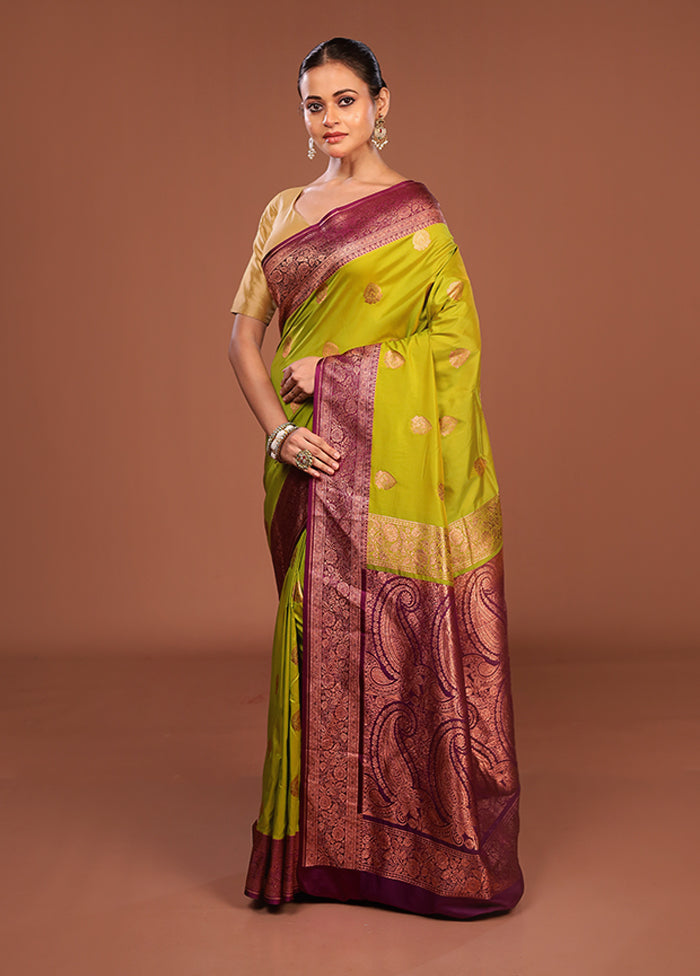 Green Katan Silk Saree With Blouse Piece