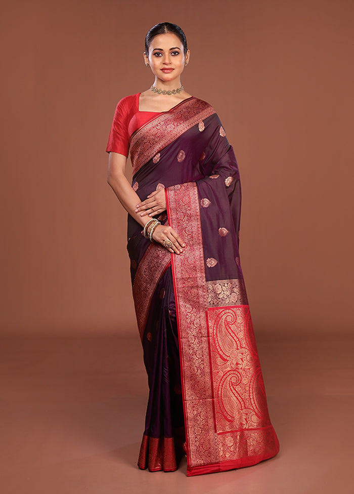 Purple Katan Silk Saree With Blouse Piece