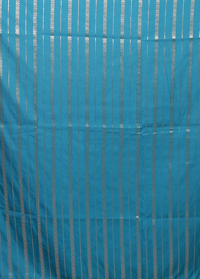 Blue Katan Silk Saree With Blouse Piece