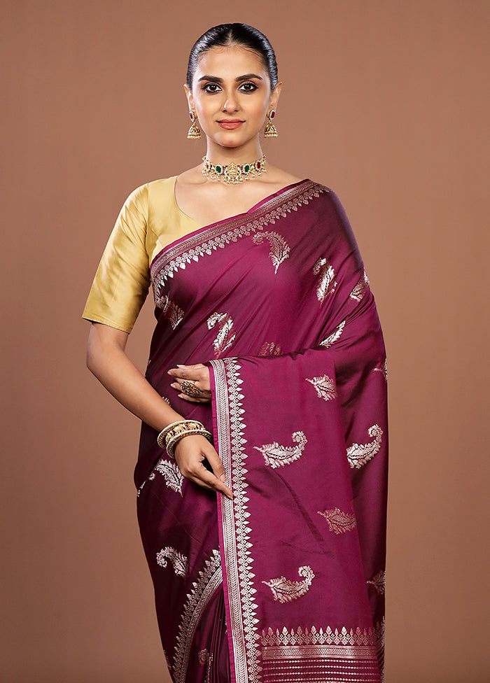 Purple Katan Silk Saree With Blouse Piece