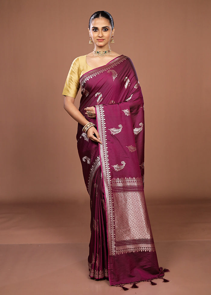 Purple Katan Silk Saree With Blouse Piece