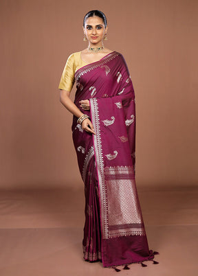 Purple Katan Silk Saree With Blouse Piece