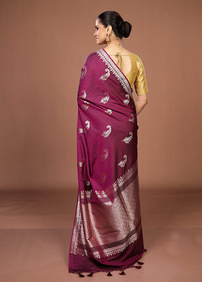 Purple Katan Silk Saree With Blouse Piece