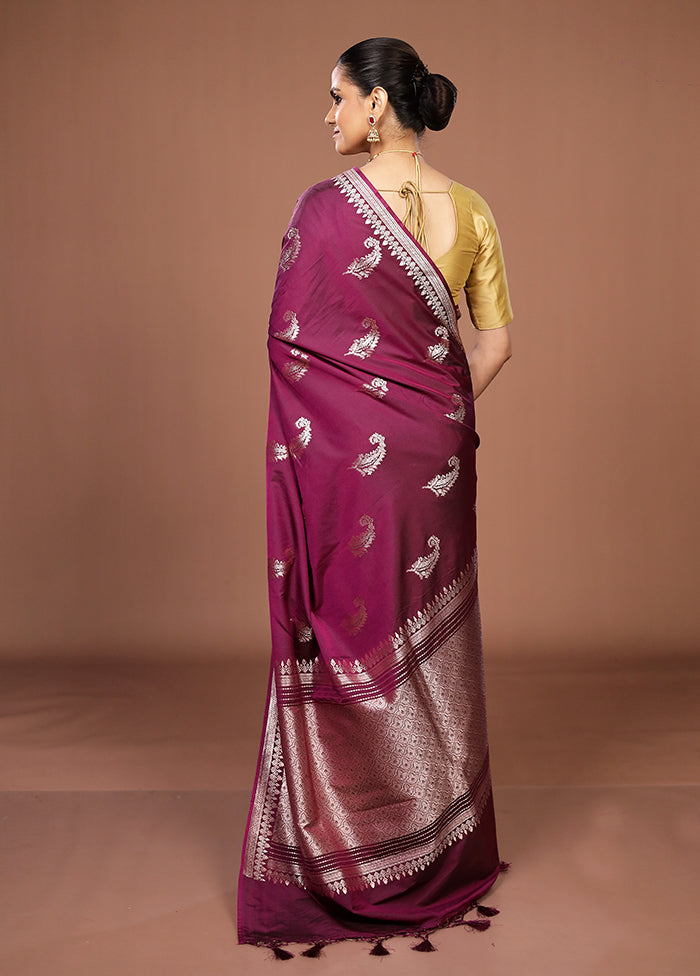 Purple Katan Silk Saree With Blouse Piece