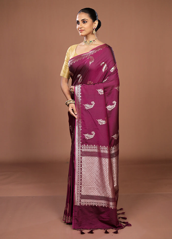 Purple Katan Silk Saree With Blouse Piece