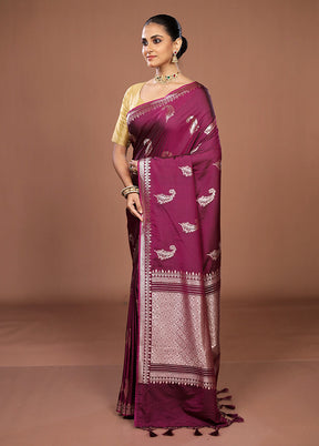 Purple Katan Silk Saree With Blouse Piece