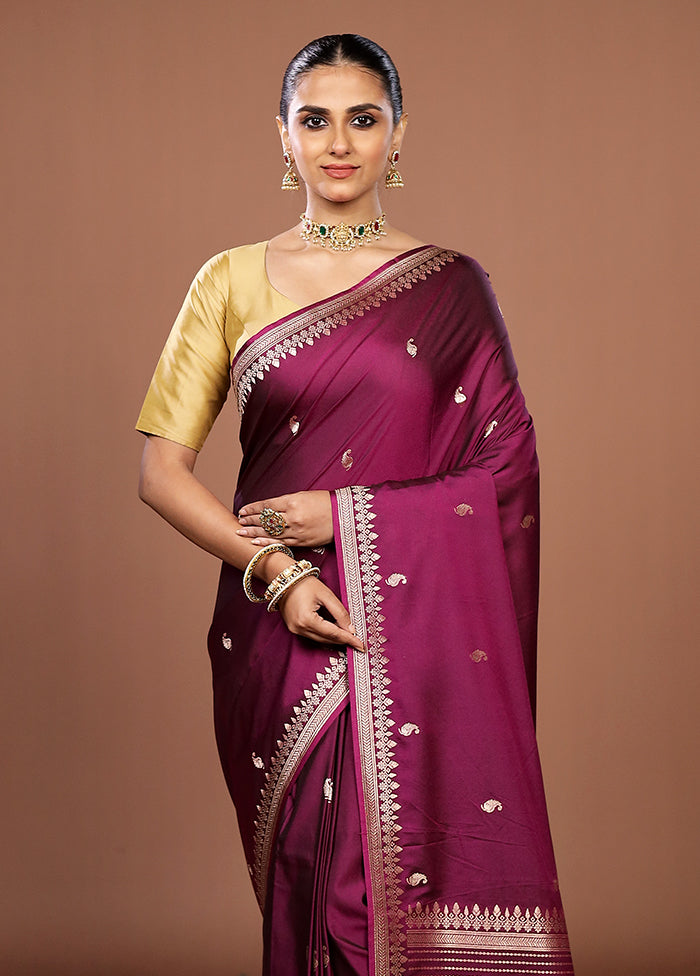 Purple Katan Silk Saree With Blouse Piece