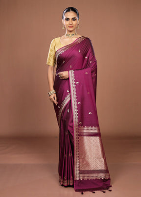 Purple Katan Silk Saree With Blouse Piece