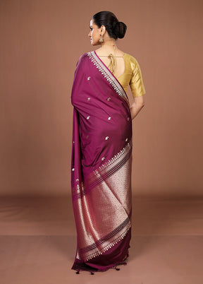 Purple Katan Silk Saree With Blouse Piece