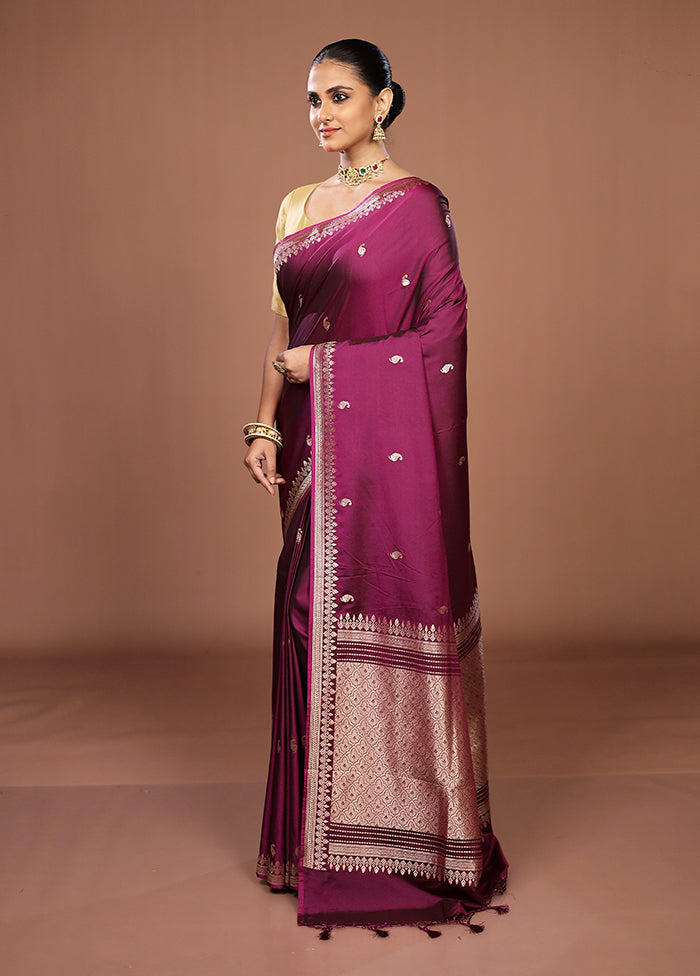 Purple Katan Silk Saree With Blouse Piece