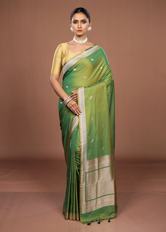 Green Katan Silk Saree With Blouse Piece