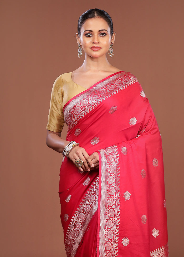Red Katan Silk Saree With Blouse Piece