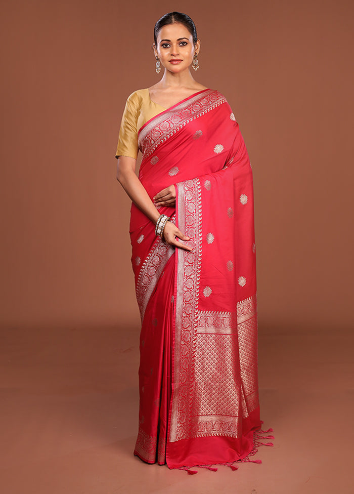 Red Katan Silk Saree With Blouse Piece