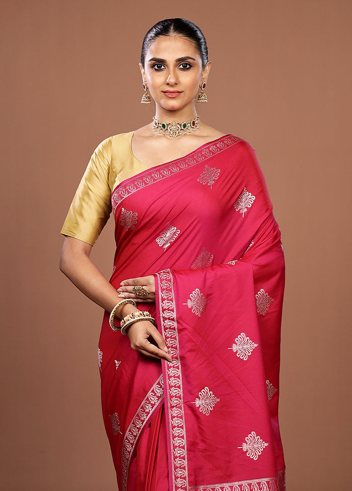 Pink Katan Silk Saree With Blouse Piece