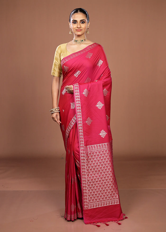 Pink Katan Silk Saree With Blouse Piece