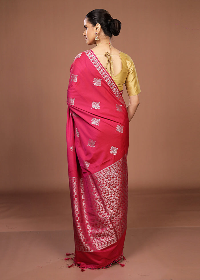 Pink Katan Silk Saree With Blouse Piece