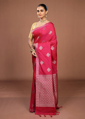 Pink Katan Silk Saree With Blouse Piece