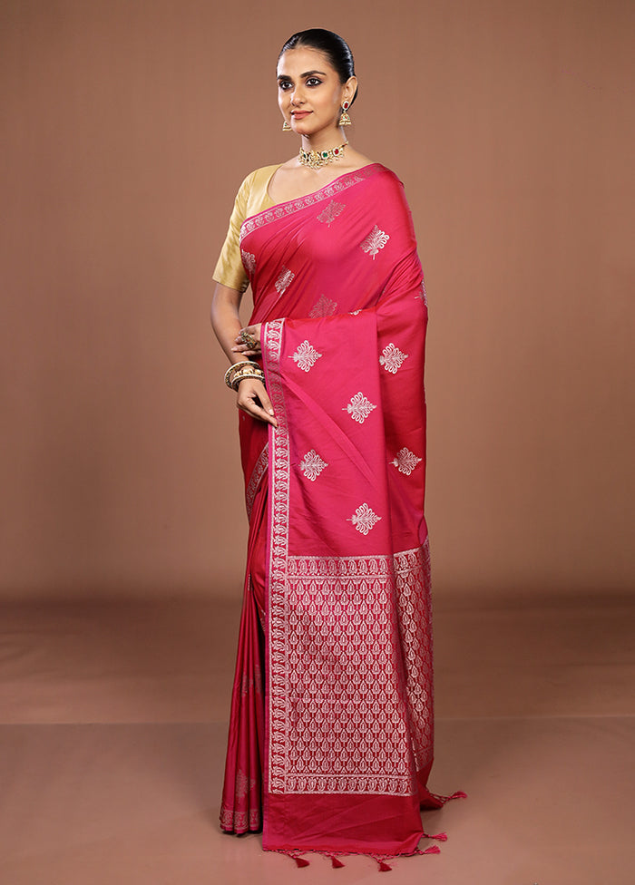 Pink Katan Silk Saree With Blouse Piece
