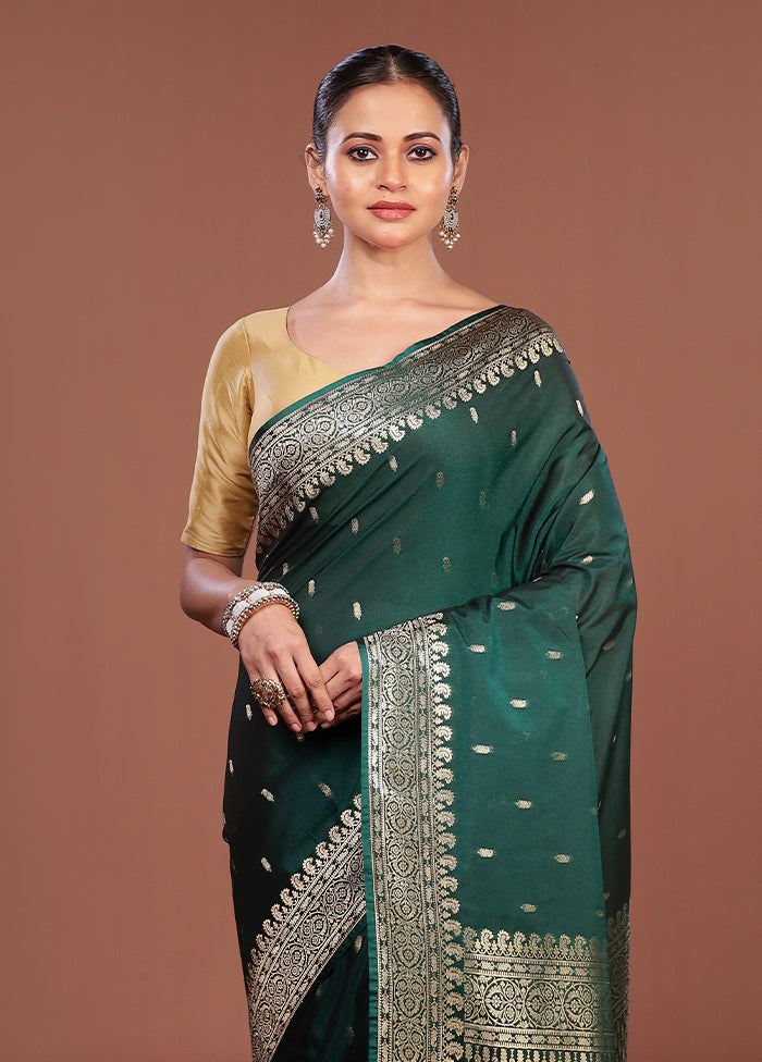 Green Katan Silk Saree With Blouse Piece