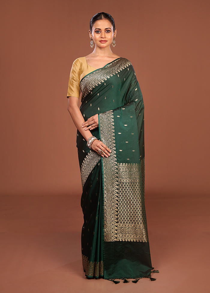 Green Katan Silk Saree With Blouse Piece