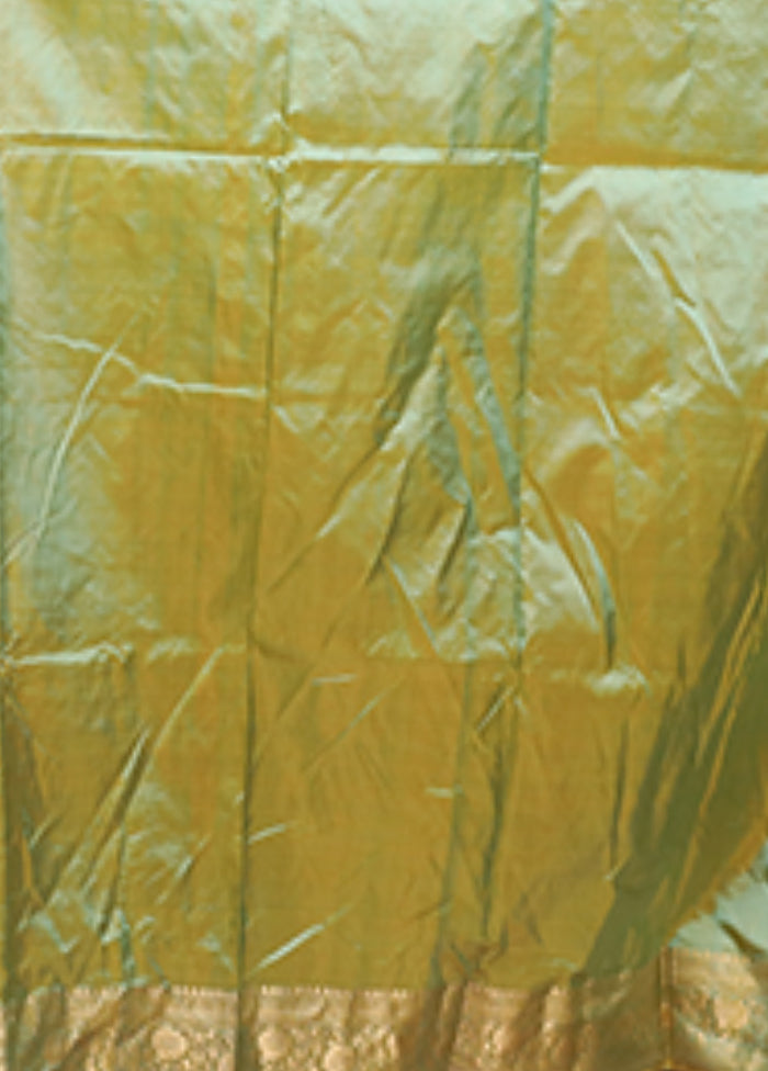 Blue Handloom Katan Pure Silk Saree With Blouse Piece