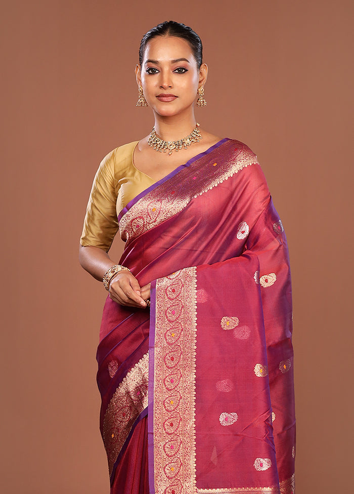 Pink Handloom Pure Organza Saree With Blouse Piece
