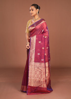 Pink Handloom Pure Organza Saree With Blouse Piece