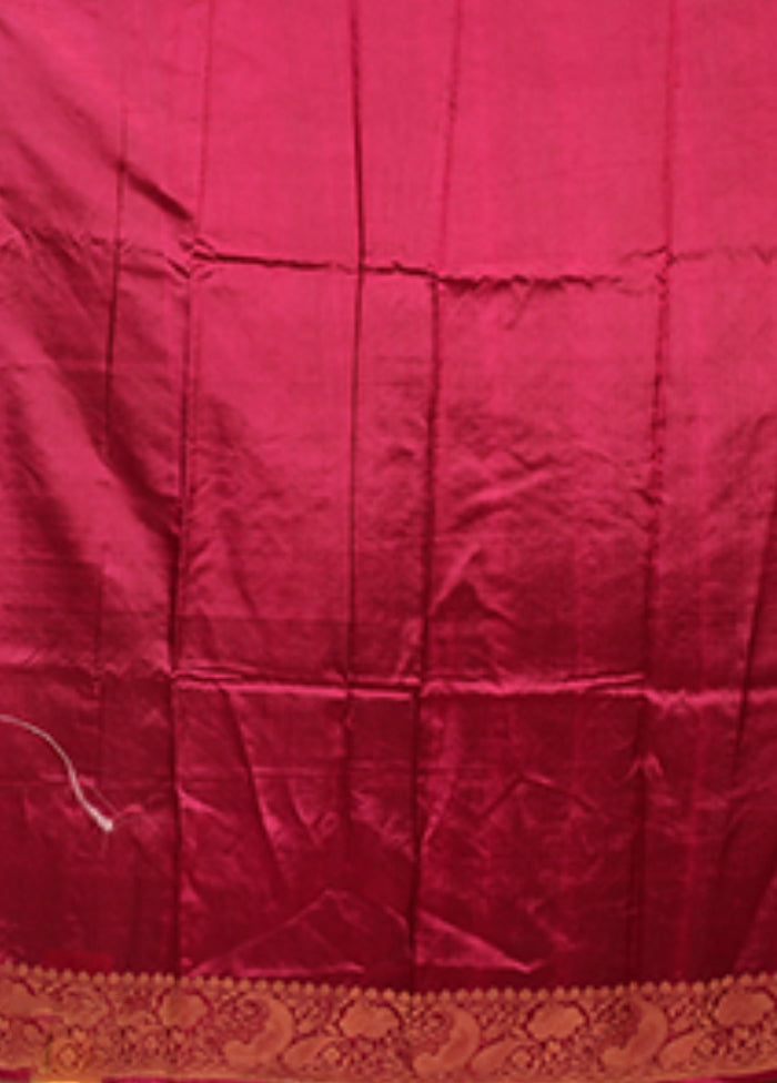 Purple Handloom Katan Pure Silk Saree With Blouse Piece