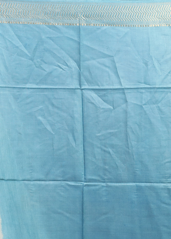 Green Handloom Tussar Pure Silk Saree With Blouse Piece