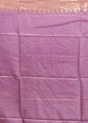 Purple Handloom Tussar Pure Silk Saree With Blouse Piece