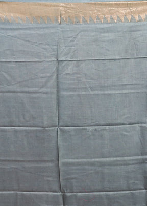 Blue Handloom Tussar Pure Silk Saree With Blouse Piece