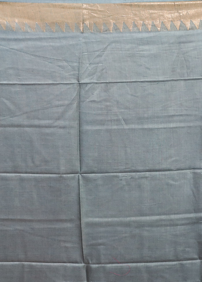 Blue Handloom Tussar Pure Silk Saree With Blouse Piece