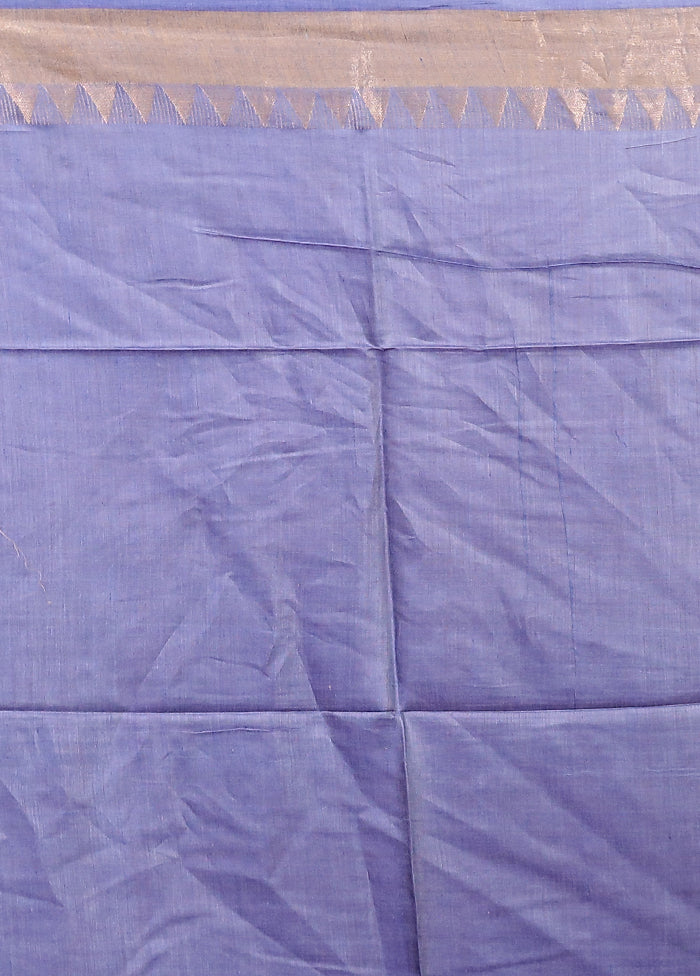 Blue Handloom Tussar Pure Silk Saree With Blouse Piece