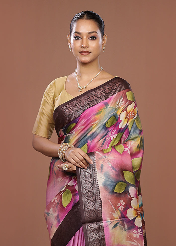Cream Handloom Tussar Pure Silk Saree With Blouse Piece