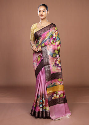 Cream Handloom Tussar Pure Silk Saree With Blouse Piece