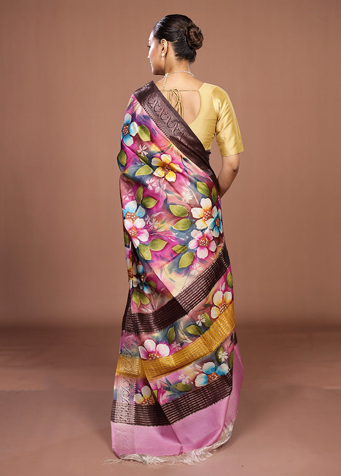 Cream Handloom Tussar Pure Silk Saree With Blouse Piece