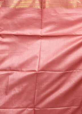 Green Handloom Tussar Pure Silk Saree With Blouse Piece