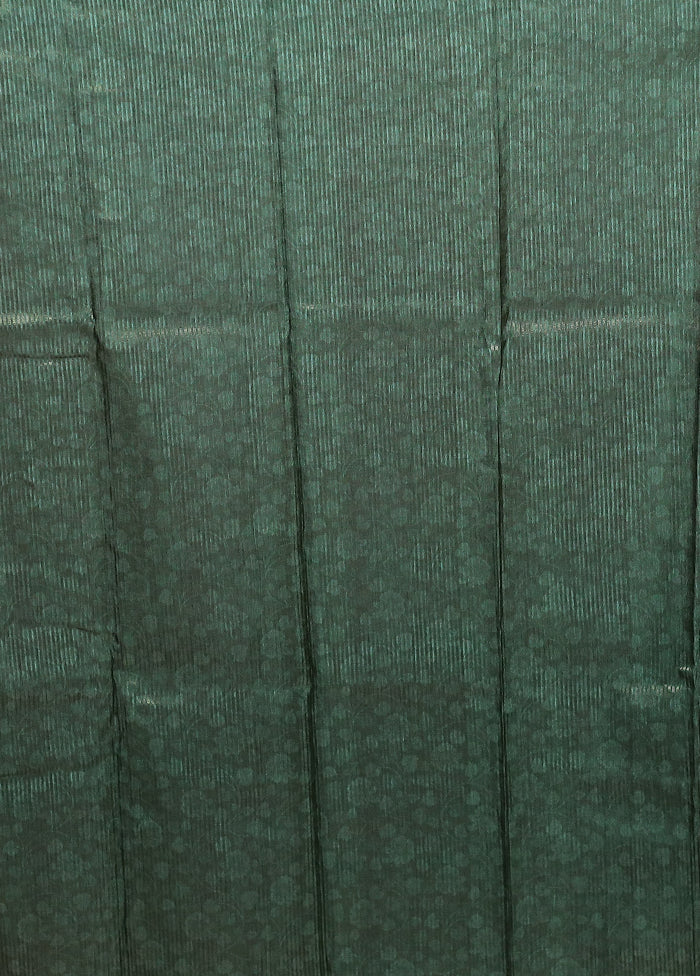 Green Dupion Silk Saree With Blouse Piece