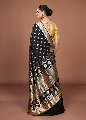 Black Banarasi Silk Saree With Blouse Piece