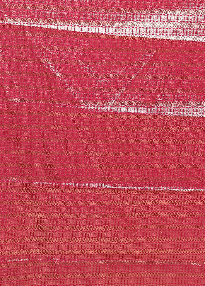 Pink Banarasi Silk Saree With Blouse Piece