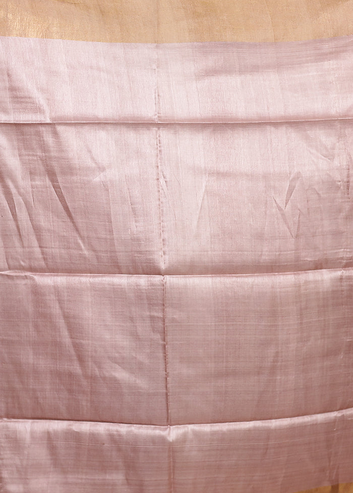 Pink Tussar Silk Saree With Blouse Piece